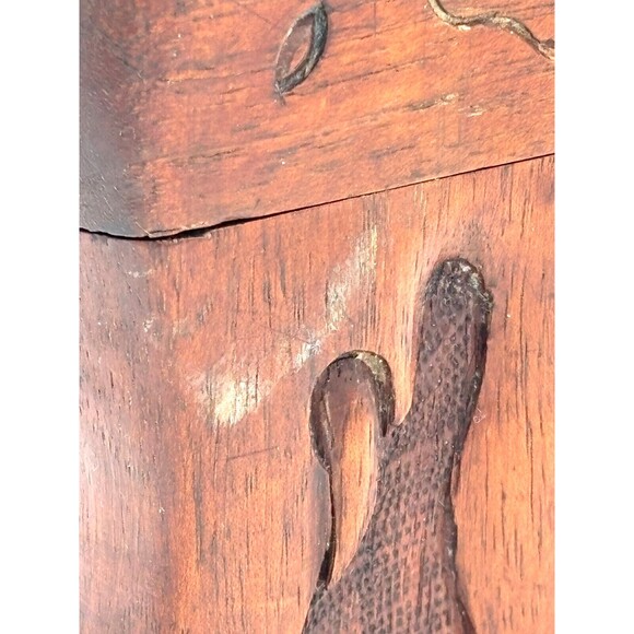 Vintage Wooden Elephant Cigarette Case Hand Carved Holder Storage Hinged - Picture 13 of 16